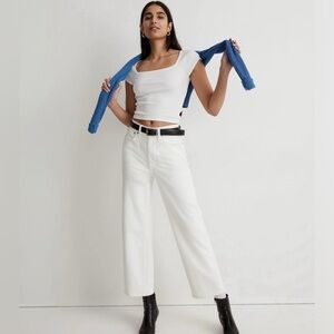 Madewell The Perfect Vintage Wide Leg Crop Jean in White Size 23P Cropped